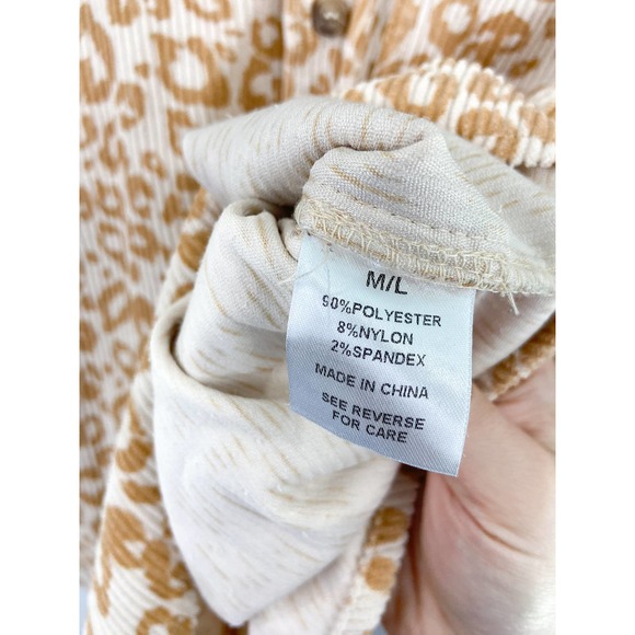 Boutique Brand Leopard Animal Print Corduroy Button Down Oversized Shacket M/L - Picture 6 of 7